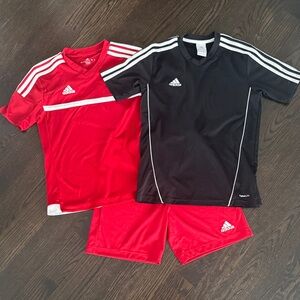 Adidas Kids Red and Black Jersey Set